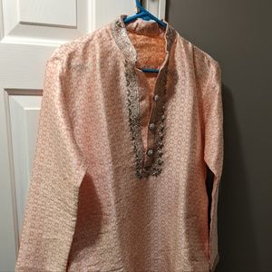Kurta Orange Light silver embroidery